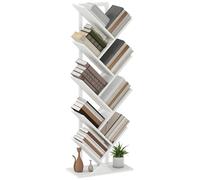 HOMCOM Librería en Forma de Árbol de 9 Niveles, Estantería de Libros con 9 Estantes, Estructura de Acero, para CD, DVD, Álbumes, Sala de Estar, Oficina, Estudio, Dormitorio, 50x24x136 cm, Blanco