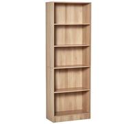 HOMCOM Librería Estantería de 5 Niveles con 3 Baldas Ajustables Antivuelco Almacenaje para Salón Oficina Estudio 63x29,5x176 cm Natural Aosom España
