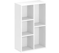 HOMCOM Librería estantería de almacenamiento 2 niveles con 5 compartimentos, para salón dormitorio oficina, 50x24x80cm, blanco Aosom España