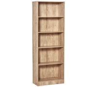 HOMCOM Librería Estantería Estante de Arte 5 Niveles 3 Baldas Ajustables Antivuelco 63x29,5x176 cm Madera Natural Aosom España