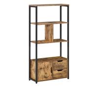 HOMCOM Estantería Librería para Libros con Armario y 2 Cajones de Almacenaje Estantería de Estilo Industrial para Oficina Sala de Estar 58x24x122 cm Marrón Rústico Aosom España