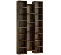 HOMCOM Librería Moderna de Madera Alta 181 cm con 21 Compartimentos y 10 Estantes Regulables, Marrón Rústico