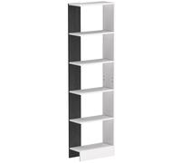 HOMCOM Librería Moderna Salvaespacio de 5 Estantes en Madera 45x21x170 cm, Blanco y Negro