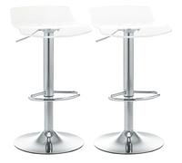 HOMCOM Lote 2 taburetes de Bar acrílicos, Giro 360°, Transparentes | Diseño contemporáneo, patas de metal, altura ajustable, con reposapiés