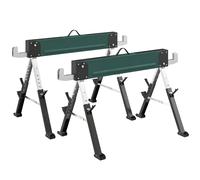 HOMCOM lote de 2 caballetes plegables de metal, carga máx 1160 kg, altura regulable 64-81cm, asa de transporte, verde