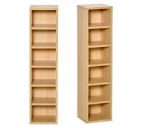 HOMCOM Conjunto de 2 estantes columnas Armario de Almacenamiento CD-DVD 6 + 6 Compartimentos 21x19x88 cm capacidad Máx. 160 CD Haya Aosom España