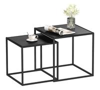 HOMCOM Lote de 2 mesas Nettling, 2 mesas de salón Nettley, modulares, de acero, estilo industrial, negro mate Negro