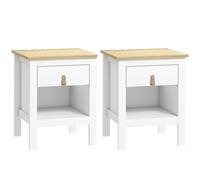 HOMCOM Lote de 2 mesitas de noche con cajón y compartimento abierto, 45x40x55 cm, blanco