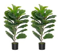 HOMCOM - Lote de 2 Plantas Artificiales Interiores 80 cm, higuera árbol Artificial con Maceta de plástico y Flocado, Planta Falsa Verde decoración para hogar, Oficina, Sala de Estar, Dormitorio