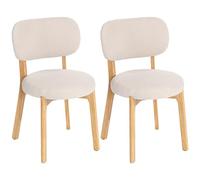 HOMCOM Lote de 2 sillas de comedor, sillas de cocina tapizadas sin reposabrazos, asiento ancho, respaldo curvado y patas de madera de caucho, tejido efecto lana en bucles, para salón, hogar, color