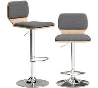 HOMCOM Lote de 2 taburetes de bar sillas de bar regulable en altura respaldo reposapiés giratorio 360° 41x47,5x81-102cm gris Aosom España