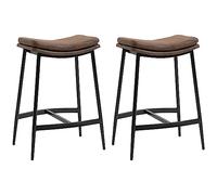 HOMCOM Lote de 2 taburetes de bar, tapizados en microfibra, marrón