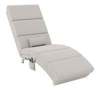 HOMCOM Lounge sillón de Masaje y calefacción meridienne Chaise Longue de Interior, reclinable con Mando a Distancia y Almohada, Dormitorio, salón, Tejido Efecto Lino Crema