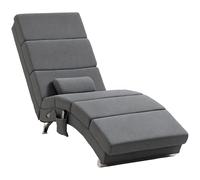 HOMCOM Lounge sillón de Masaje y calefacción meridienne Chaise Longue de Interior, reclinable con Mando a Distancia y Almohada, Dormitorio, salón, Tejido Efecto Lino Gris