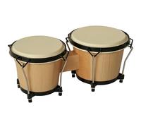 HOMCOM Madera Bongo Drum Set Φ7.75" & Φ7" w/ Drum Head, instrumento de percusión, tambores, llave de afinación para adultos principiantes.