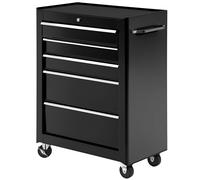 HOMCOM Maid Steel Workshop, carrito de herramientas con ruedas, 5 cajones, cerradura con 2 llaves, caja de herramientas para taller