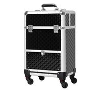 HOMCOM Maleta de Maquillaje Profesional con Cajón Maletín de Maquillaje con Ruedas para Viaje Trabajo 34x25x62 cm Negro