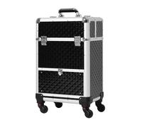 HOMCOM Maleta de Maquillaje Profesional con Cajón 34x25x62 cm Negro | Maletín de Maquillaje, con Ruedas, para Viaje Trabajo