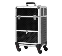 Homcom maleta de maquillaje profesional con cajón maletín de maquillaje con ruedas para viaje trabajo 34x25x62 cm negro 62 cm