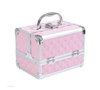 HOMCOM Maletín de Maquillaje Organizador Cosméticos Profesional Estuche de Maquillaje Caja de Belleza Portátil con Espejo Cerradura Varios Compartimientos 20x15x15cm Aluminio