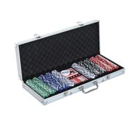 HOMCOM Maletín de Poker de Aluminio 200 Fichas 29,5x20,5x6,5 cm Multicolor | Profesional, Juego Set de Poker Casino, 5 Dados, 2 Barajas de Cartas, 1 Ficha de Crupier