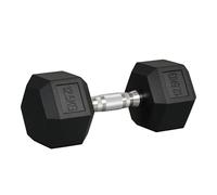 HOMCOM Mancuerna Hexagonal 12,5 kg de Hierro Fundido, Pesas de Metal Recubiertas de Goma, con Mango Moleteado, para Entrenamiento en Casa, Gimnasio, y Oficina, Negro y Plata