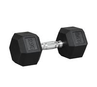 HOMCOM Mancuerna Hexagonal 12,5 kg de Hierro Fundido Recubierta de Goma para Entrenamiento en Casa Gimnasio Negro Aosom España