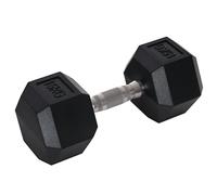 HOMCOM Mancuerna Hexagonal 15 KG Mancuerna con Barra de Conexión Metálica para Entrenamiento en Casa Gimnasio Oficina Negro y Plata