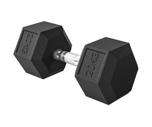 HOMCOM Mancuerna Hexagonal 20 kg de Hierro Fundido Pesas de Metal Recubiertas de Goma para Entrenamiento en Casa Gimnasio Negro