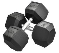 HOMCOM Mancuernas con agarre estriado, mancuerna de hierro fundido, 2 x 20kg para casa, gimnasio, entrenamiento de fuerza