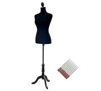 HOMCOM Maniquí de Costura Ajustable a 130-168 cm con Trípode de Madera para Fotografía de Moda Exposición de Prendas Negro