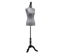 HOMCOM Maniquí de Costura Femenino Maniquí de Costura Ajustable a 130-168 cm con Trípode de Madera para Fotografía de Moda Exposición de Prendas Gris