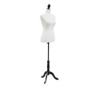 HOMCOM Maniquí de Costura Maniquí Mujer Ajustable a 130-168 cm con Trípode de Madera 50 Alfileres de Colores para Fotografía de Moda Exposición de Prendas Blanco