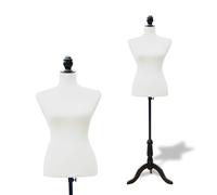HOMCOM Maniquí Femenino de Costura Busto de Señora para Modistas Exhibición Altura Ajustable a 130-168cm Blanco Aosom España