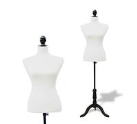 HomCom Maniquí Femenino de Costura Busto de Señora para Modistas Exhibición Altura Ajustable a 130-168cm Blanco