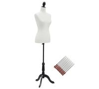 HOMCOM Maniquí Mujer con Trípode de Madera 50 Alfileres de Colores para Fotografía de Moda Ajustable a 130-168 cm Blanco Aosom España
