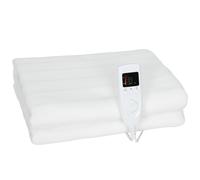 HOMCOM Manta Eléctrica 160x140 cm con 5 Niveles de Calor y 2 Zonas de Control Independientes, de Poliéster Blanco