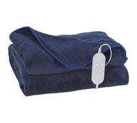 HOMCOM Manta Eléctrica de Coralina 180x130 cm 10 Niveles de Temperatura Temporizador Lavar a Máquina Pantalla LED Azul