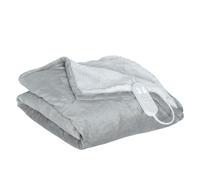Homcom manta eléctrica grande, manta térmica sofá, 180x130 cm, tejido suave, 10 niveles de temperatura, temporizador, lavable en lavadora, protección contra sobrecalentamiento, pantalla led, gris