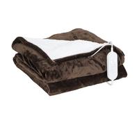 HOMCOM Manta Eléctrica Grande, Manta Térmica Sofá, 180x130 cm, Tejido Suave, 10 Niveles de Temperatura, Temporizador, Lavable en Lavadora, Protección contra Sobrecalentamiento, Pantalla LED, Marrón