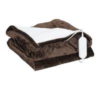 HOMCOM Manta Eléctrica Grande, Manta Térmica Sofá, 180x130 cm, Tejido Suave, 10 Niveles de Temperatura, Temporizador, Lavable en Lavadora, Protección contra Sobrecalentamiento, Pantalla LED, Marrón