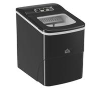 HOMCOM Máquina de Hielo 12 kg/24h Máquina de Hacer Hielo Autolimpieza con Ventana 9 Cubitos de Hielo en 8 Minutos 2 Tamaños de Cubitos Máquina de Hielo para Casa con Cuchara Cesta Negro
