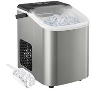 HOMCOM - Máquina de hielo, 12 kg en 24 horas, 9 cubitos de hielo en 7 minutos, con función autolimpiante, cesta y pala, máquina de hielo para el hogar, cocina, oficina, bar, plata