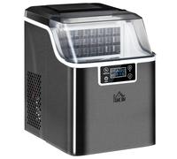 HOMCOM Máquina de hielo, 20 kg en 24 h, 24 cubitos en 14-18 min, máquina de hielo con función de autolimpieza, 25,2x36x37,1cm, negro