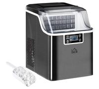 HOMCOM - Máquina de hielo, 20 kg en 24 horas, 24 cubitos de hielo en 14-18 min, tamaño de cubo de hielo ajustable, con función autolimpiante, puede cargar cubo de agua, para casa, cocina, bar, negro