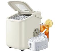 HOMCOM Máquina de Hielo Autolimpiable 12 kg/24H 1,2L 2 Tamaños, Beige | Máquina de Cubitos de Hielo, 9 Cubitos Listos en 7 Minutos, para Hogar, Cocina, Oficina, Bar