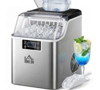 HOMCOM Máquina de hielo de acero inoxidable 24 cubitos 14-18 min Plata