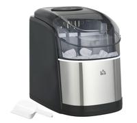 HOMCOM Máquina de hielo depósito agua 1,7 L capacidad depósito hielo 0,9 kg pala y cesta incluidas 9 cubitos/6-12 minutos