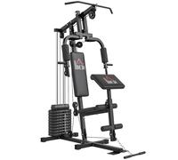 HOMCOM Máquina de Musculación con Pesas Ajustables de 45 kg Prensa de Pecho y Piernas Polea 135x103x210 cm Negro