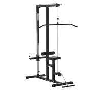 Homcom máquina de musculación estación de entrenamiento para jalón al pecho con polea y asiento regulable para entrenamiento en gimnasio hogar oficina carga máx. 100 kg 107x120x190 cm negro